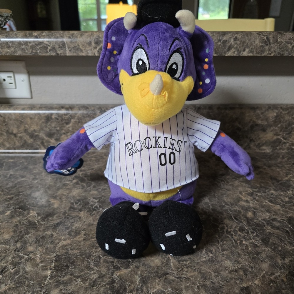 Mascot Factory MLB Colorado Rockies Dinger Triceratops Plush Purple 2014 Tags